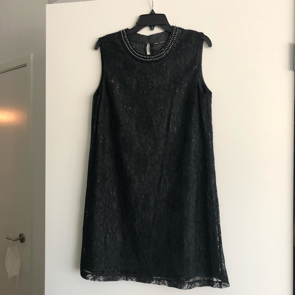 Vintage lace dress with beaded collar